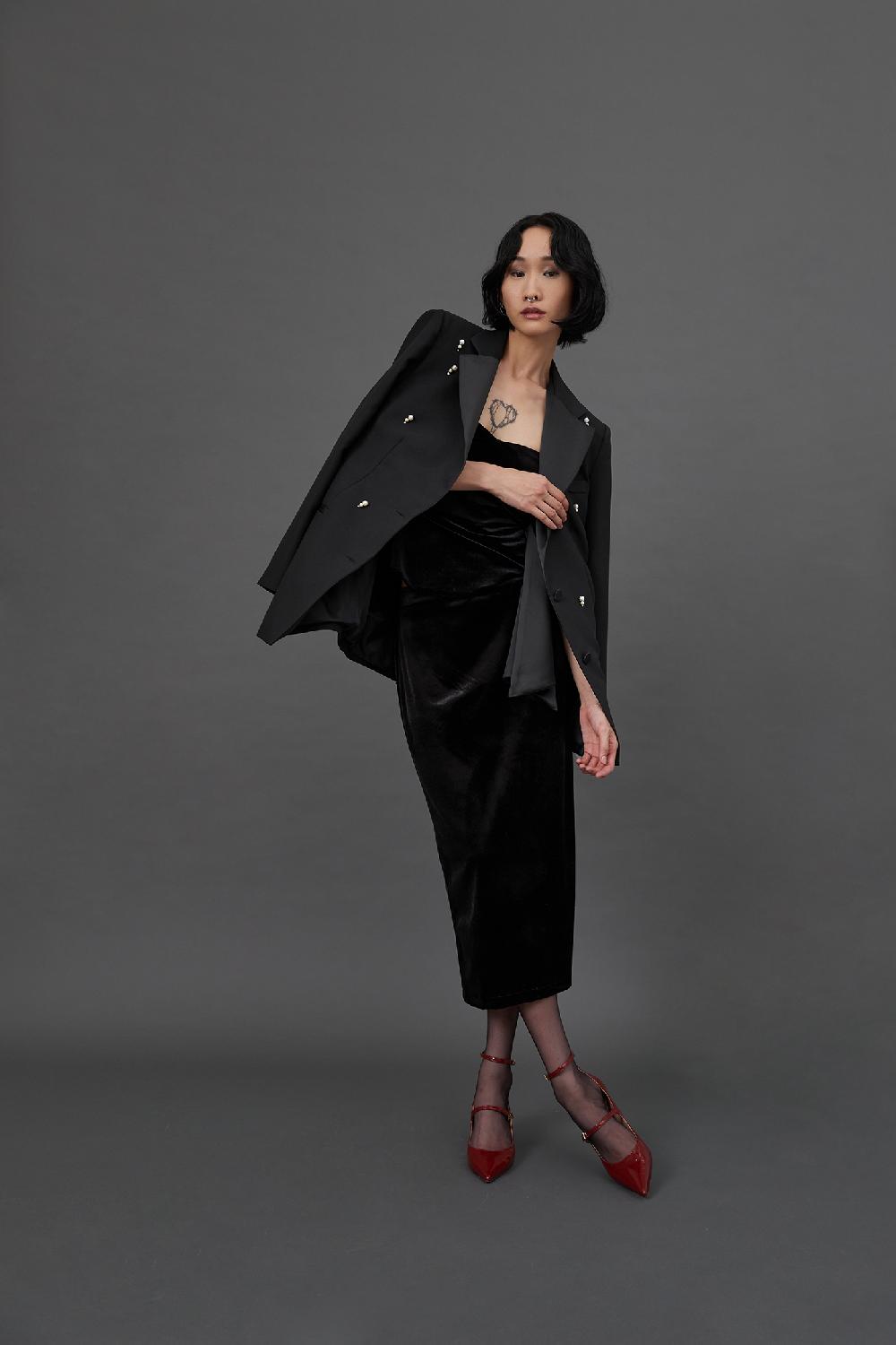 Soallure GONNA MIDI A TUBINO IN VELLUTO Promozione Limitata