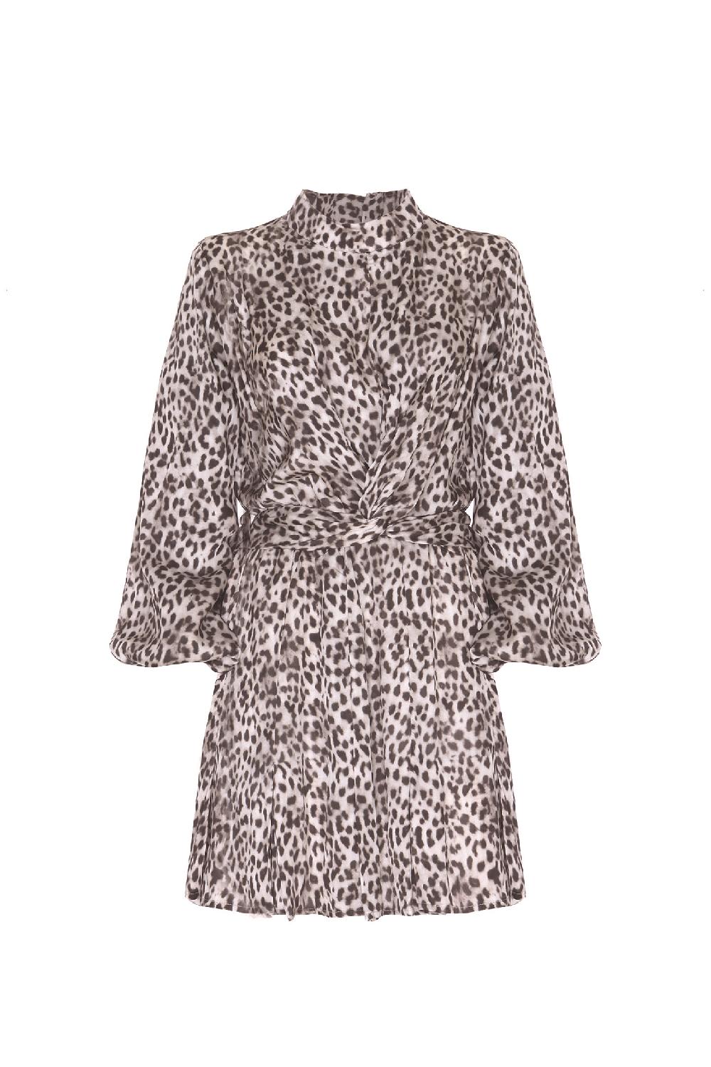 Soallure ABITO CORTO CON LUPETTO A FANTASIA LEOPARDATA Vendita Calda