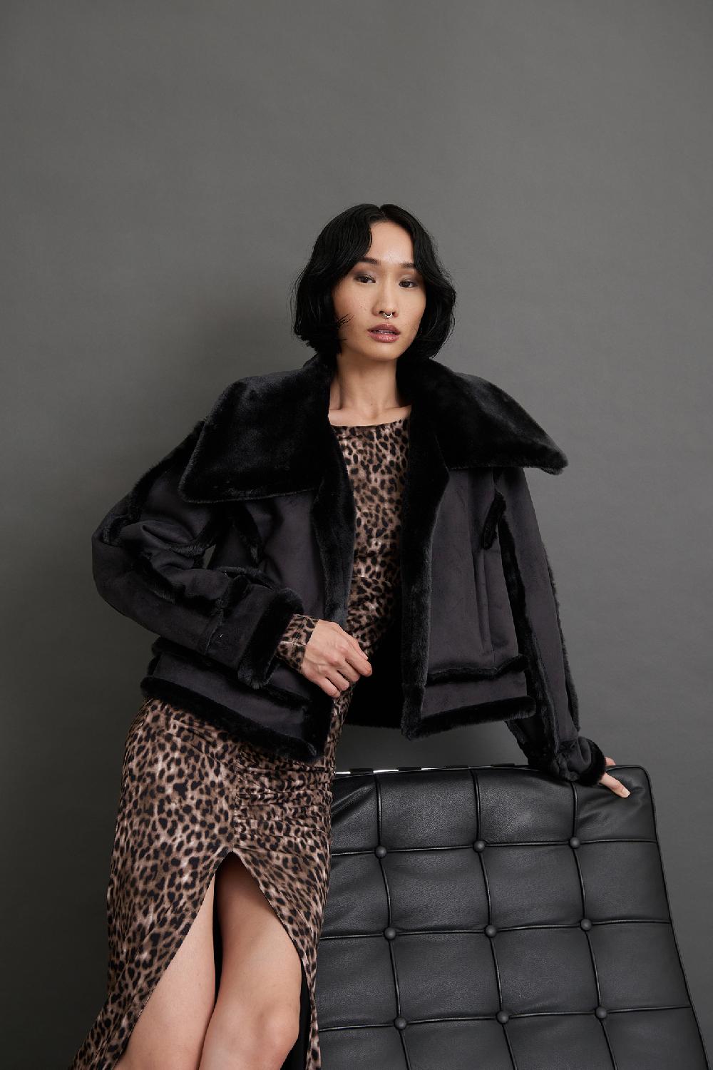 Soallure ABITO MIDI CON ARRICCIATURE FANTASIA LEOPARDATA Soddisfazione Garantita