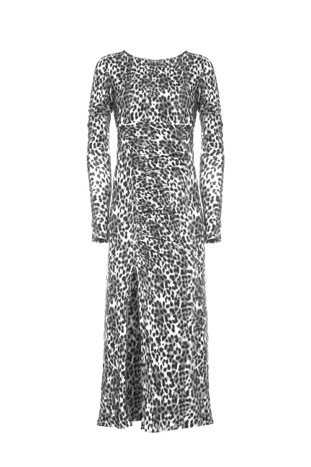 Soallure ABITO MIDI CON ARRICCIATURE FANTASIA LEOPARDATA Soddisfazione Garantita
