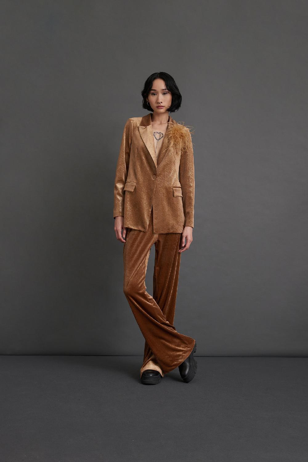 Soallure PANTALONE FLARE IN VELLUTO SPARKLE Presa