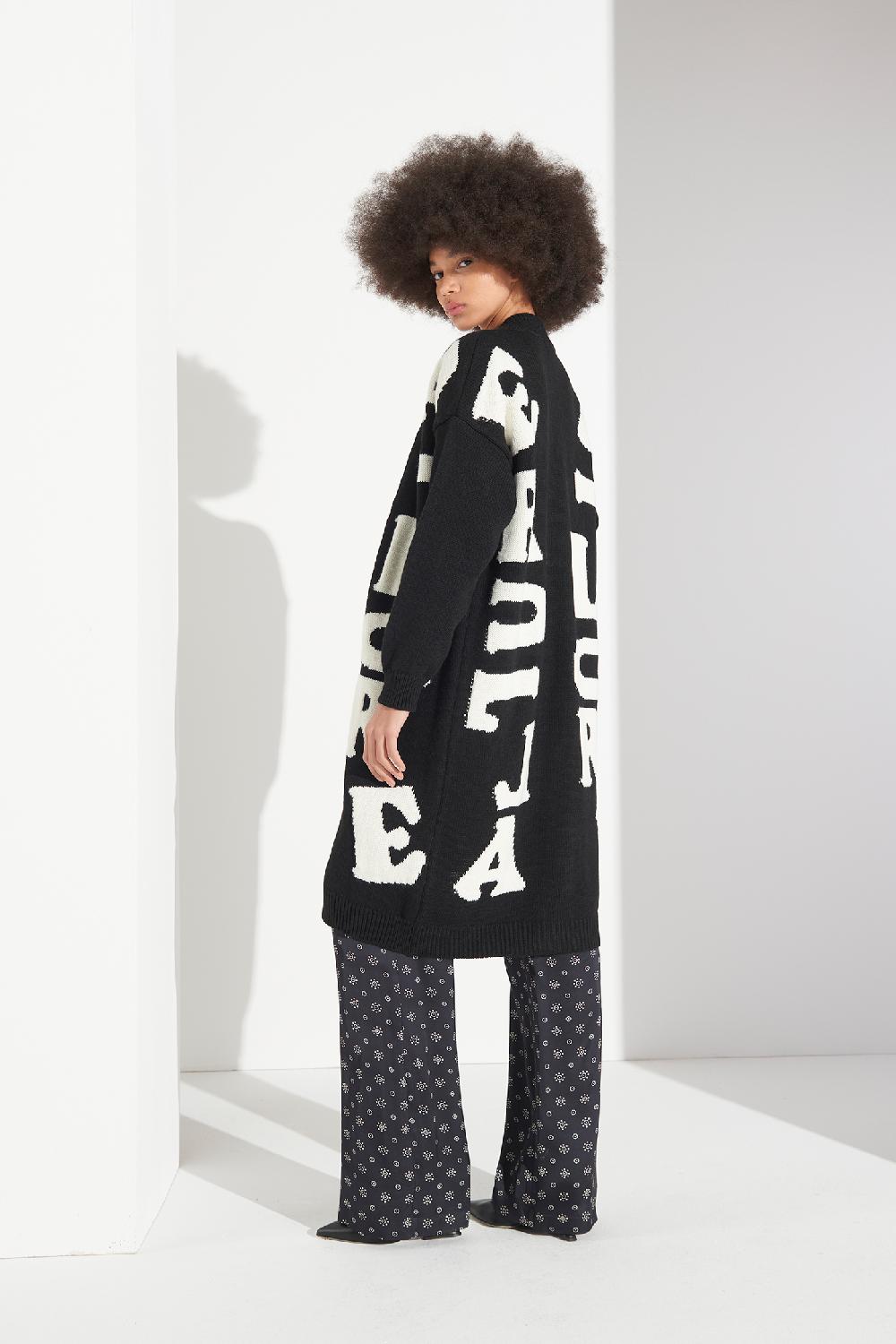 Soallure CARDIGAN LETTERING LUNGO MISTO LANA Offerta