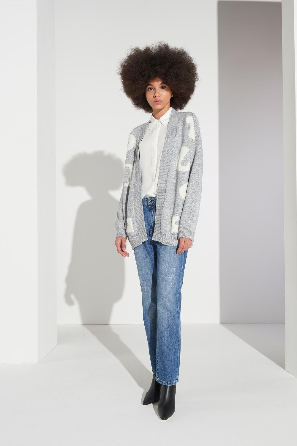 Soallure CARDIGAN LETTERING CORTO MISTO LANA Online