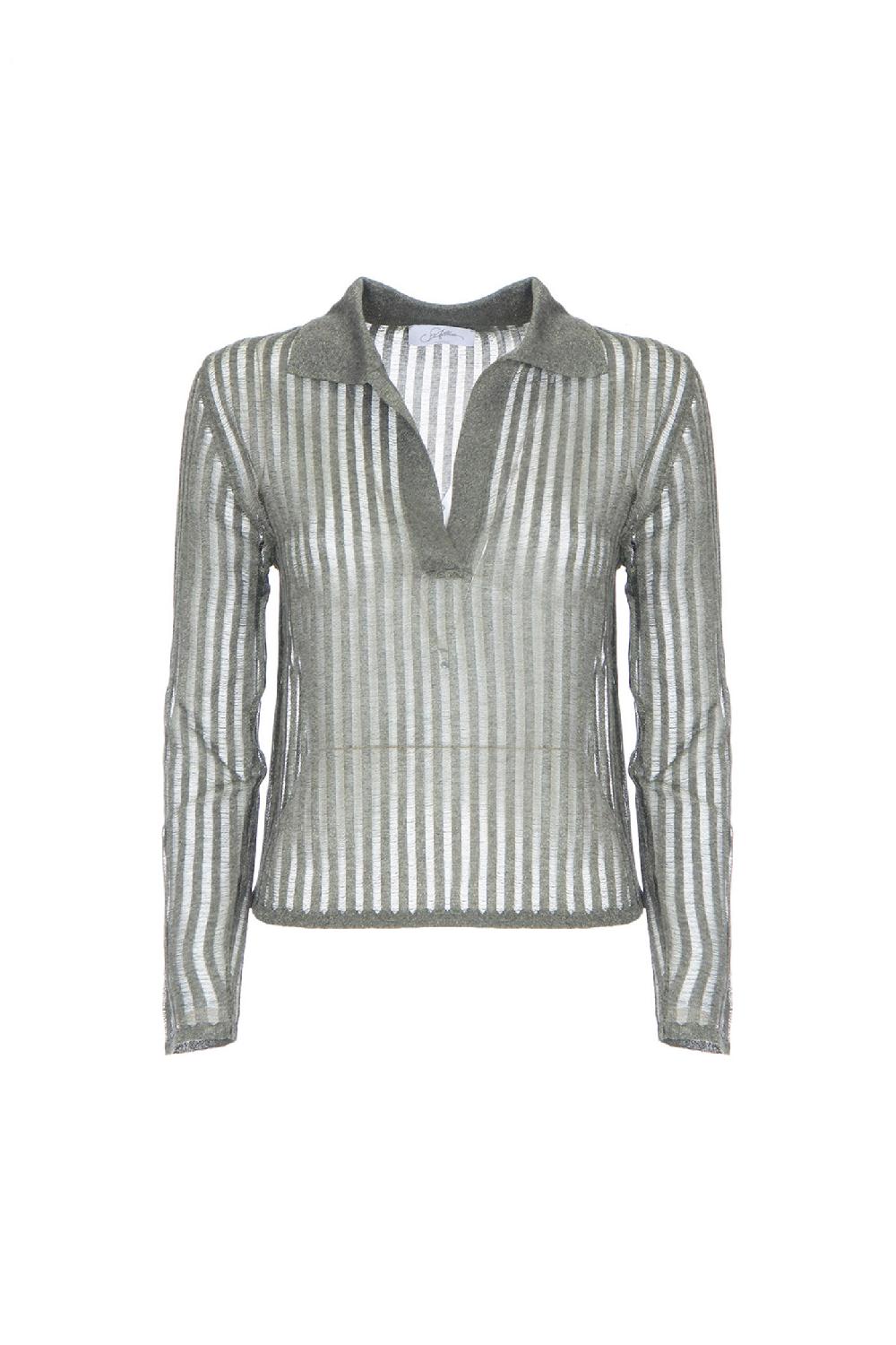 Soallure MAGLIA POLO MANICHE LUNGHE RIGHE Moda
