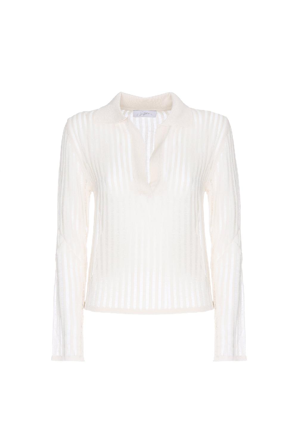 Soallure MAGLIA POLO MANICHE LUNGHE RIGHE Moda