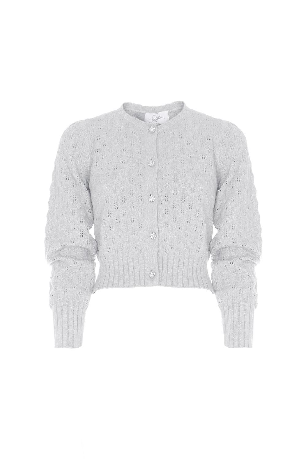 Soallure CROCHETED ROUND NECK CARDIGAN Spedizione Gratuita