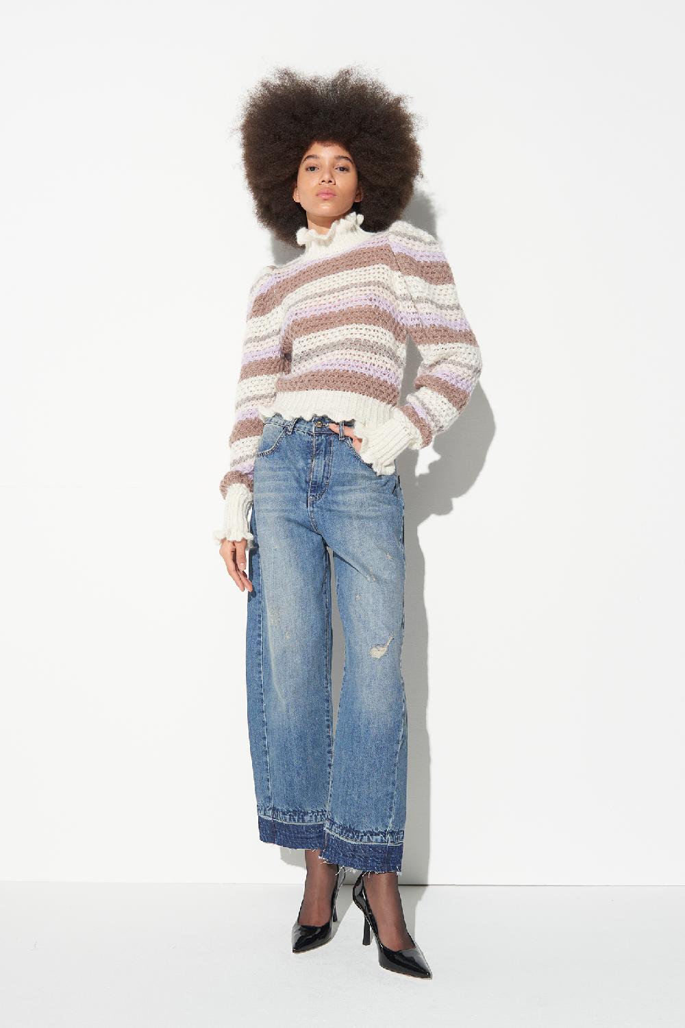 Soallure MAGLIA COLLO ALTO E RIGHE A CONTRASTO IN MOHAIR Shopping Online