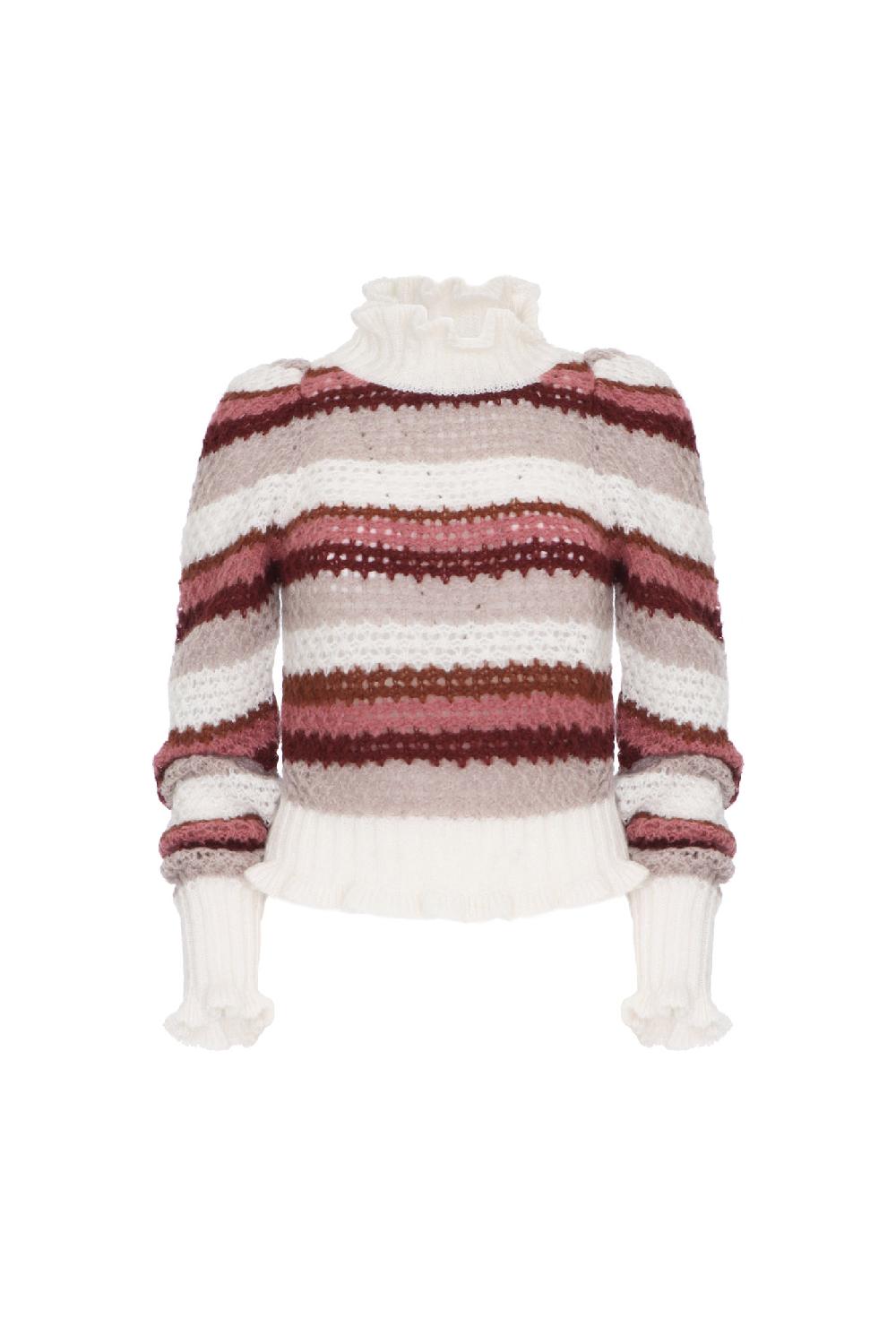 Soallure MAGLIA COLLO ALTO E RIGHE A CONTRASTO IN MOHAIR Shopping Online