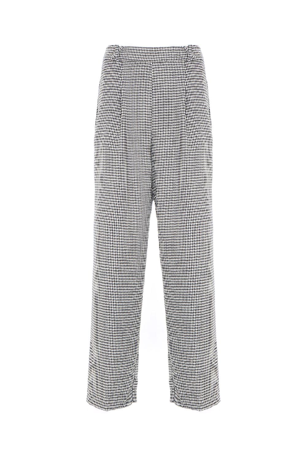 Soallure PANTALONE A PALAZZO IN TESSUTO PRINCIPE DI GALLES In Vendita