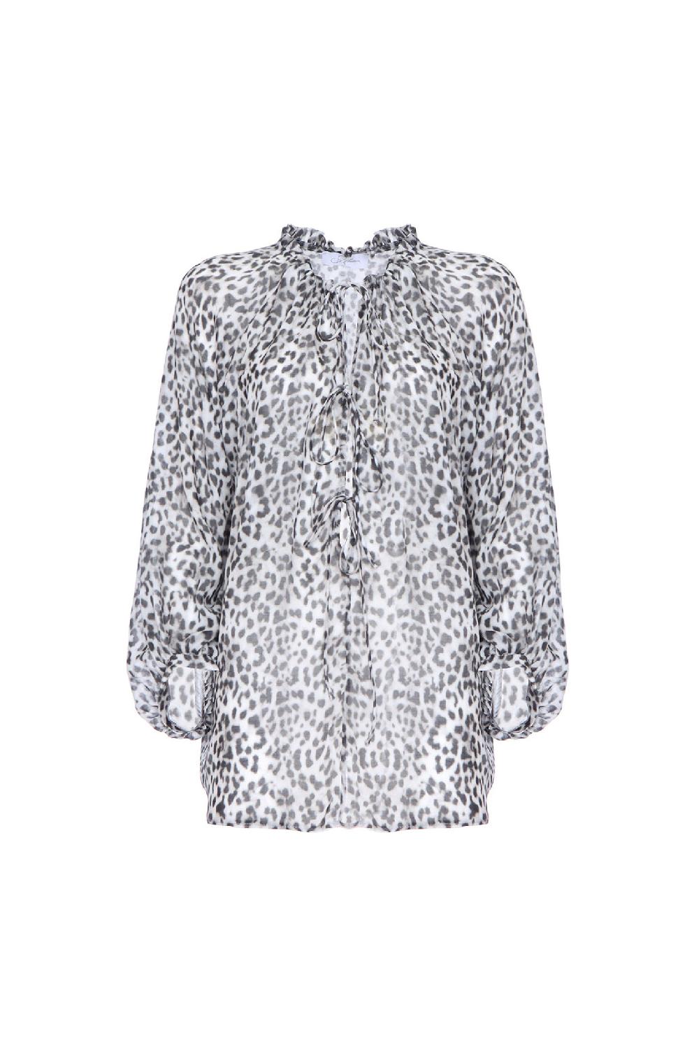 Soallure BLUSA CON SCOLLO PROFONDO A FANTASIA LEOPARDATA Prezzo Ridotto