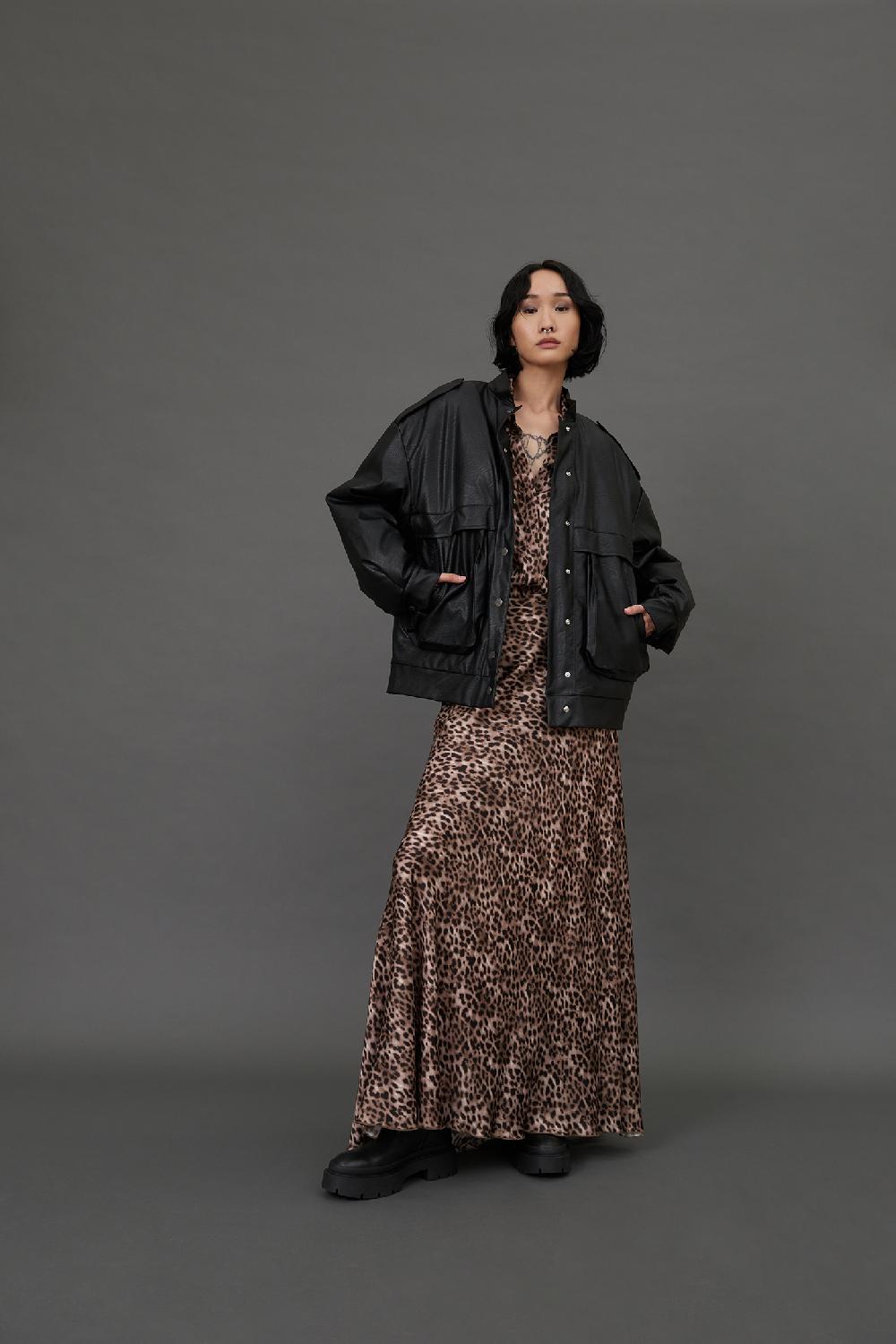 Soallure CAMICIA CON COLLETTO IN RASO FANTASIA LEOPARDATA Sottocosto