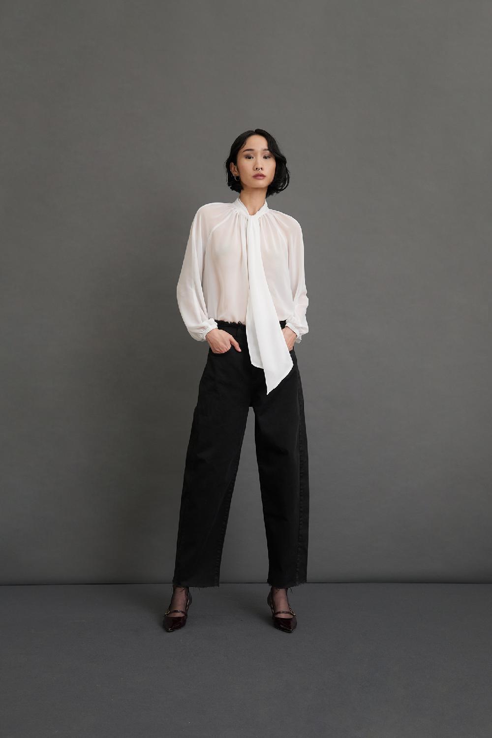 Soallure BLUSA CON COLLO A SCIARPA E MANICHE LUNGHE Saldi