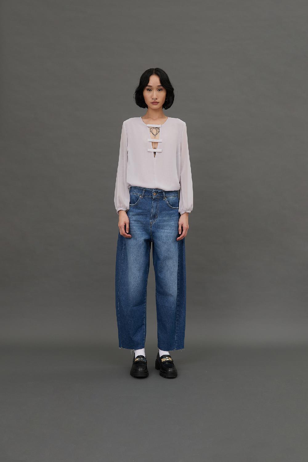 Soallure BLUSA CON SCOLLO A V PROFONDO E FIOCCHETTI Vendite Flash