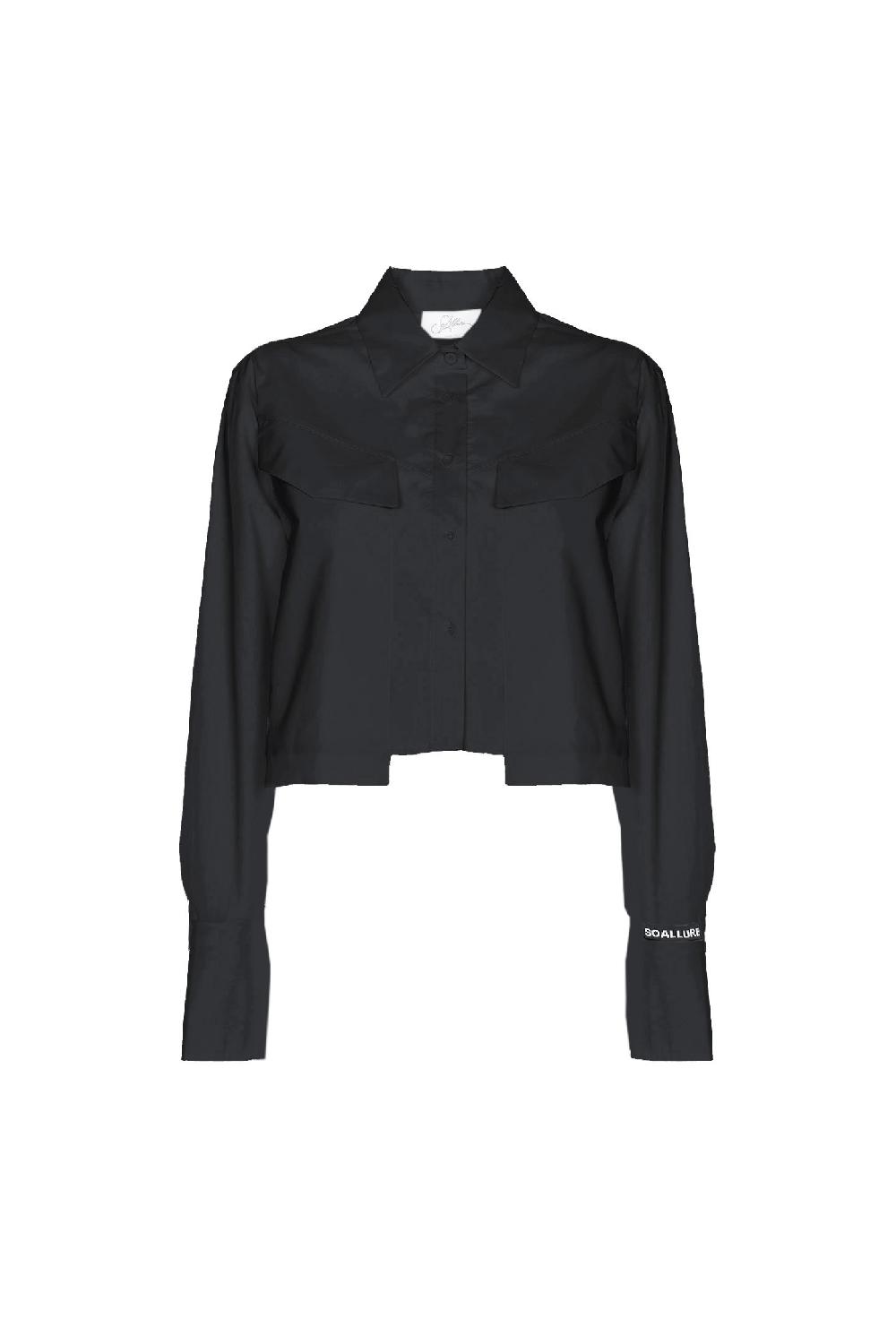Soallure CAMICIA CROPPED IN COTONE CON TASCHE Negozio
