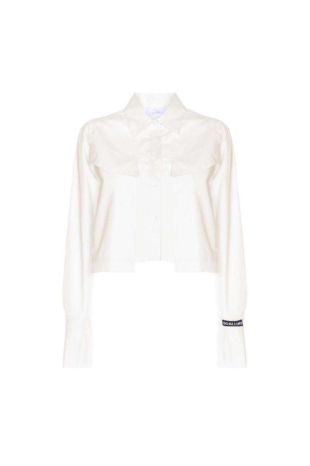 Soallure CAMICIA CROPPED IN COTONE CON TASCHE Negozio