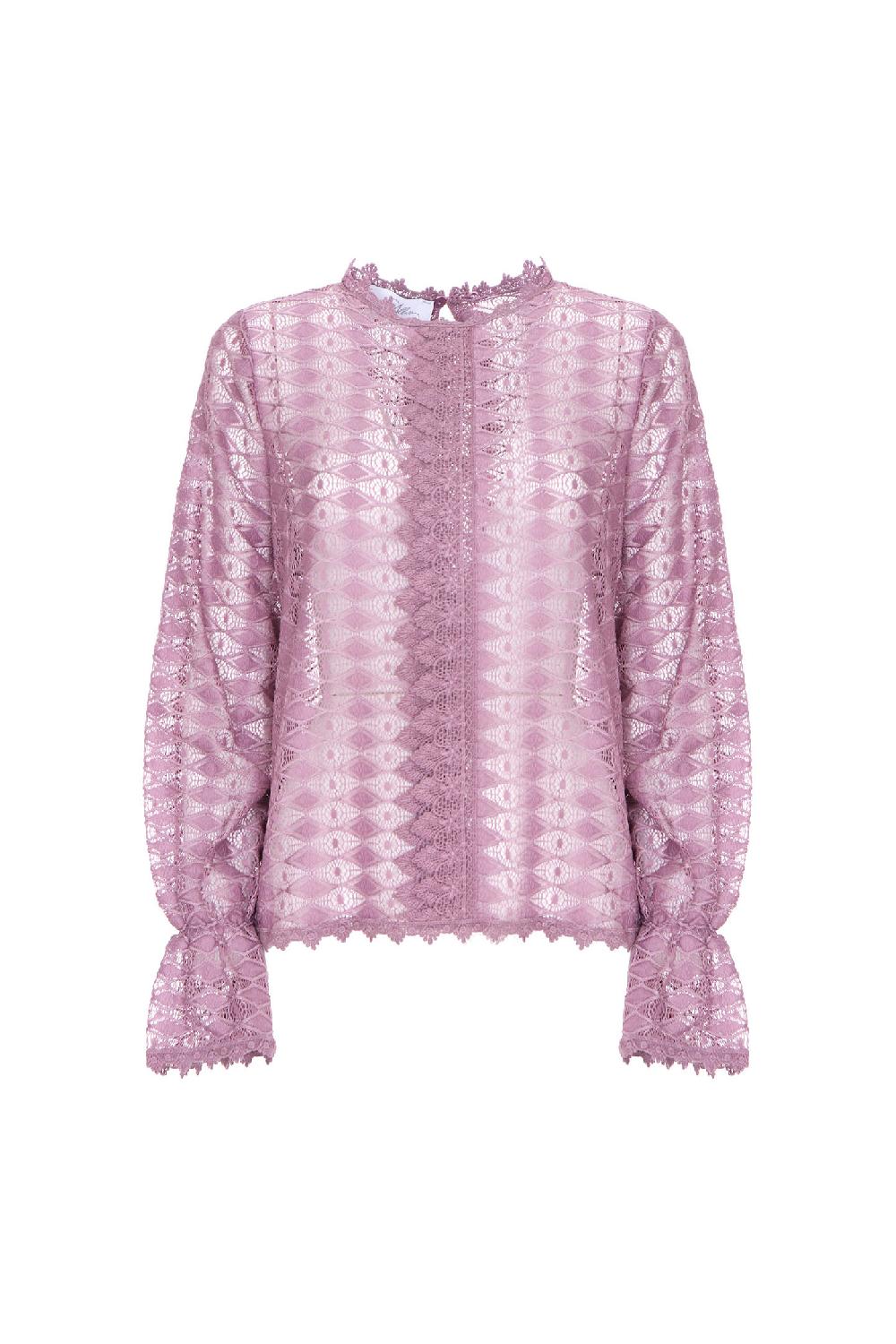 Soallure BLUSA MANICHE BALOON PIZZO STRETCH Nuova