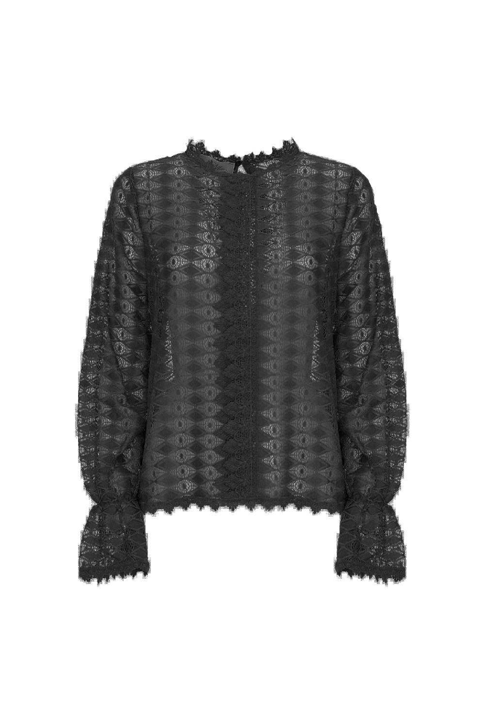 Soallure BLUSA MANICHE BALOON PIZZO STRETCH Nuova