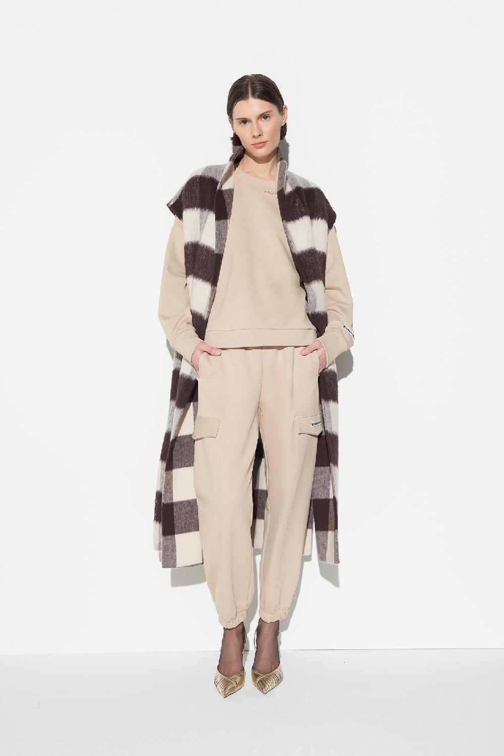 Soallure CAPPOTTO SENZA MANICHE CON CINTURA CHECK Vendita