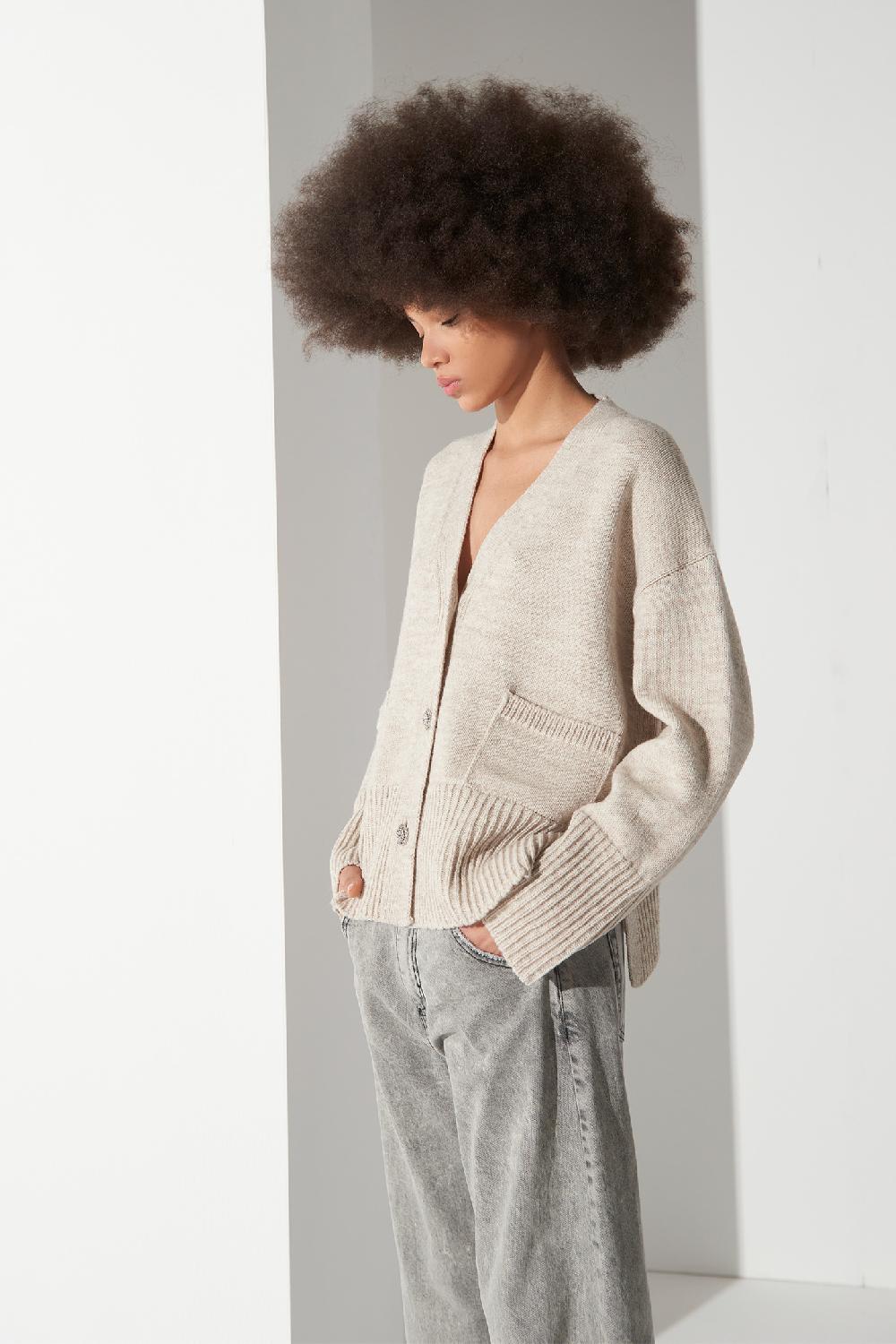 Soallure CARDIGAN OVER CON TASCHE IN LANA E ALPACA Promozione Limitata