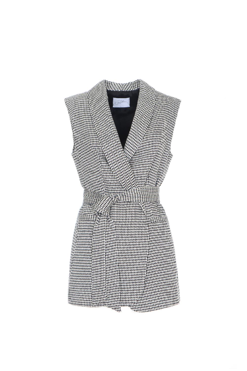 Soallure GILET PRINCIPE DI GALLES CON CINTURA Outlet