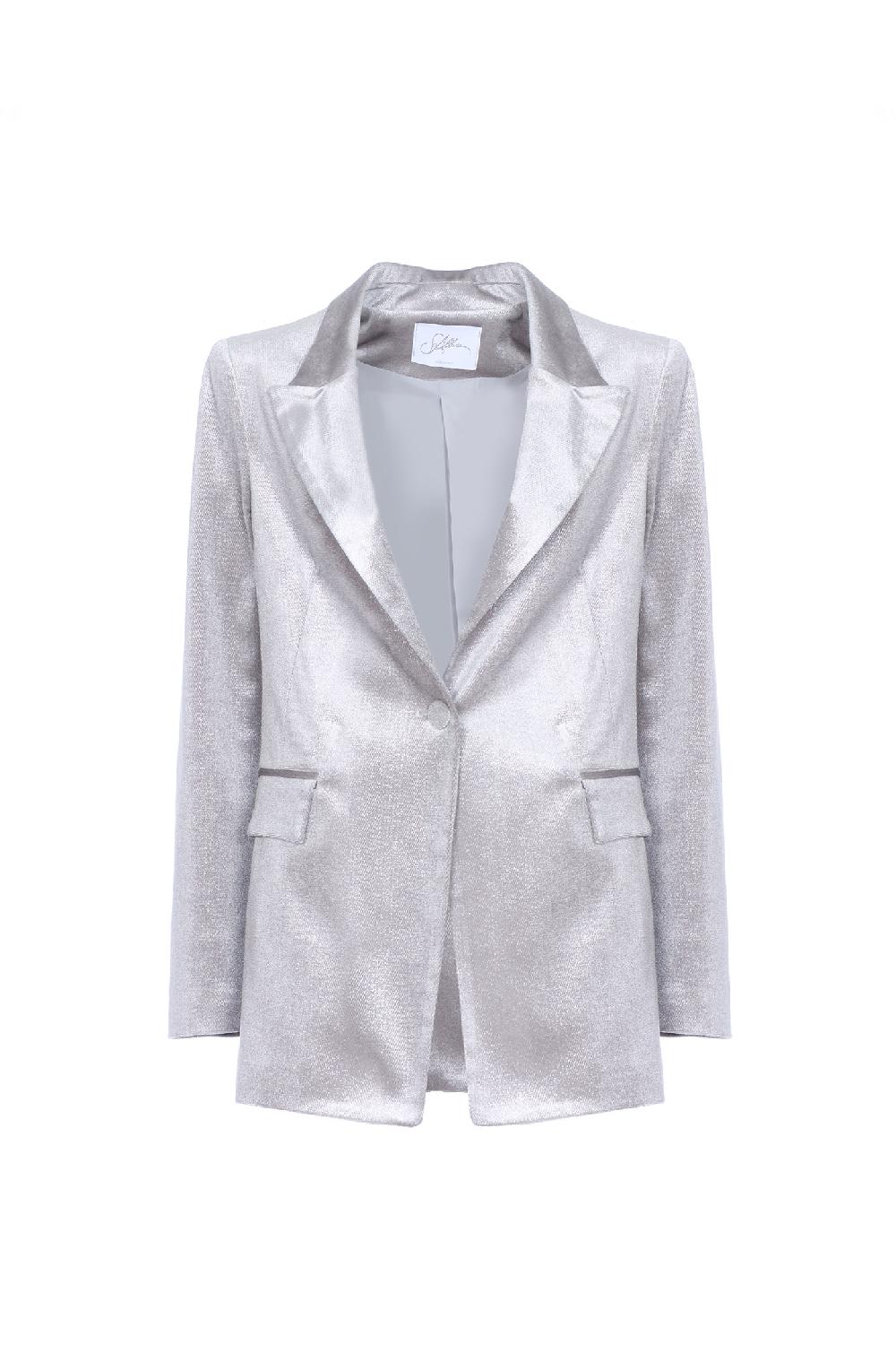 Soallure GIACCA A MONOPETTO SLIM IN VELLUTO SPARKLE Vendita Calda