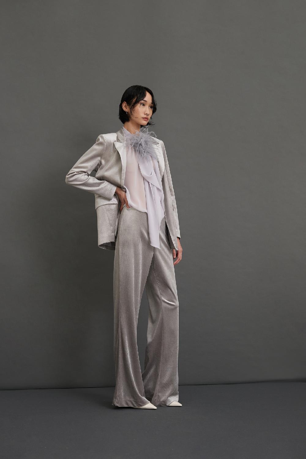 Soallure GIACCA A MONOPETTO SLIM IN VELLUTO SPARKLE Vendita Calda