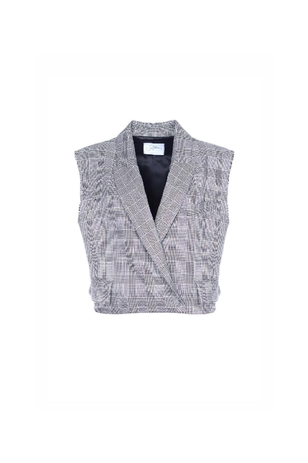 Soallure GILET CROPPED A FANTIASIA CHECK Saldi Di Fabbrica