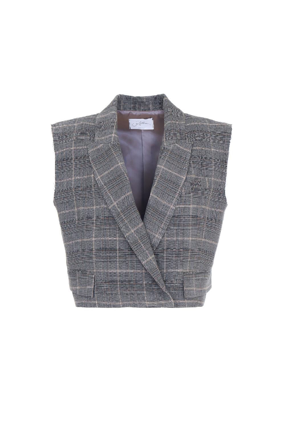 Soallure GILET CROPPED A FANTIASIA CHECK Saldi Di Fabbrica