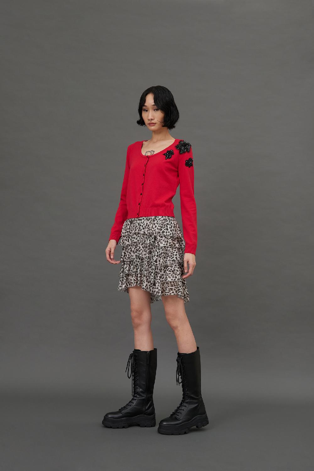 Soallure GONNA CORTA A BALZE CON FANTASIA LEOPARDATA In Linea