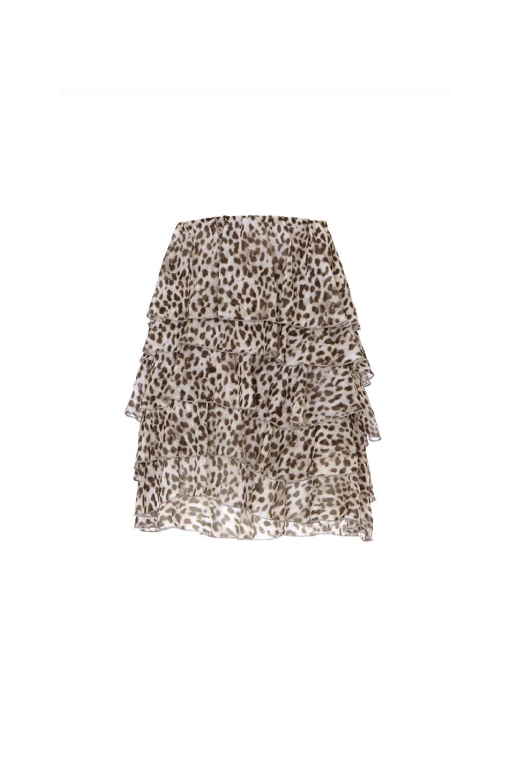 Soallure GONNA CORTA A BALZE CON FANTASIA LEOPARDATA In Linea