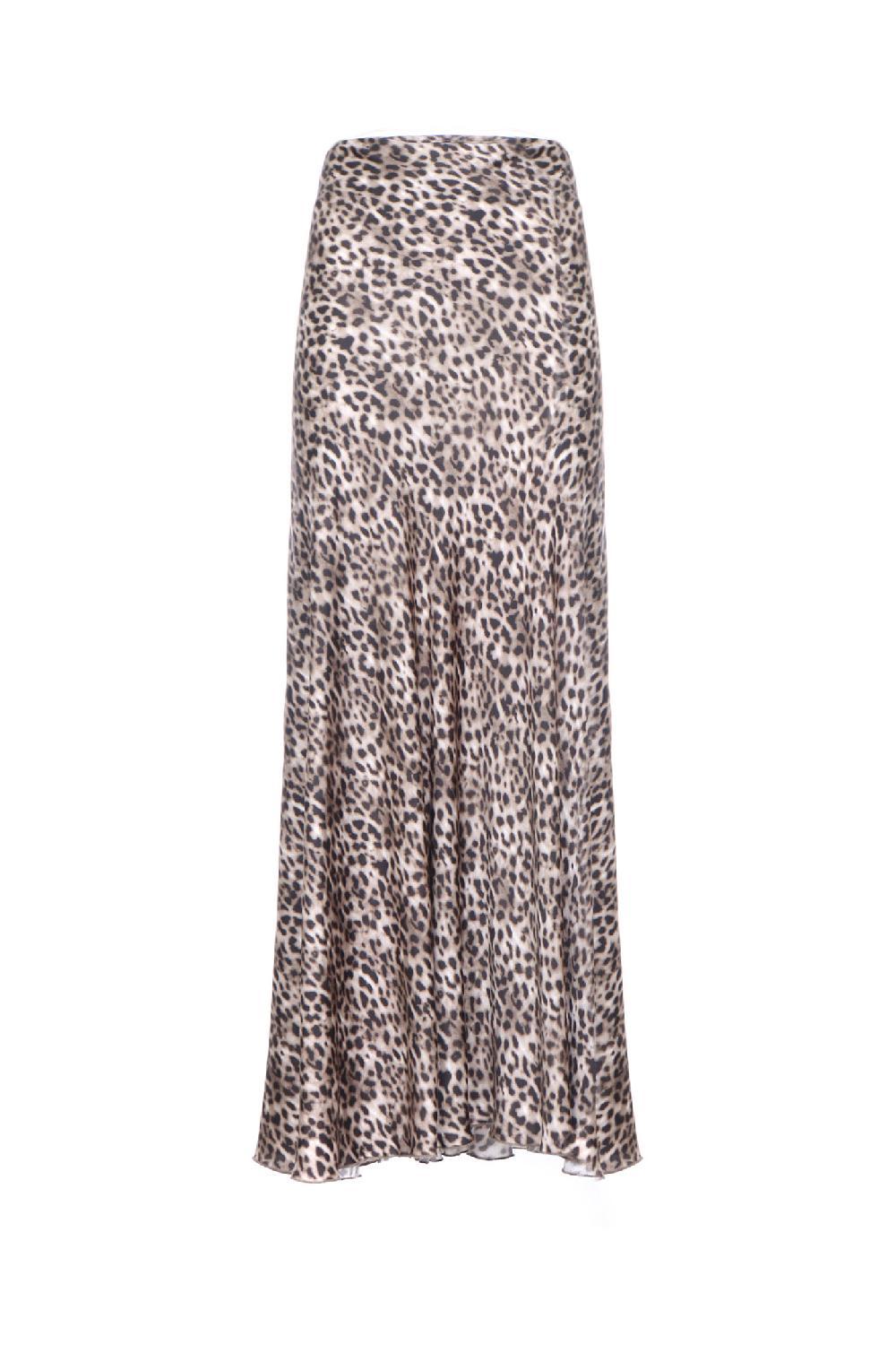 Soallure GONNA LUNGA FANTASIA LEOPARDATA IN RASO