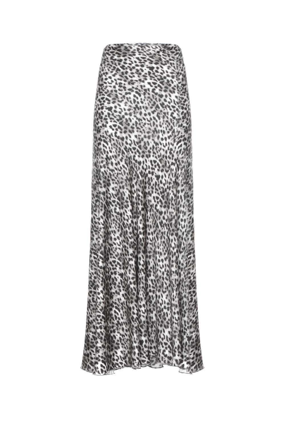 Soallure GONNA LUNGA FANTASIA LEOPARDATA IN RASO Nuovo