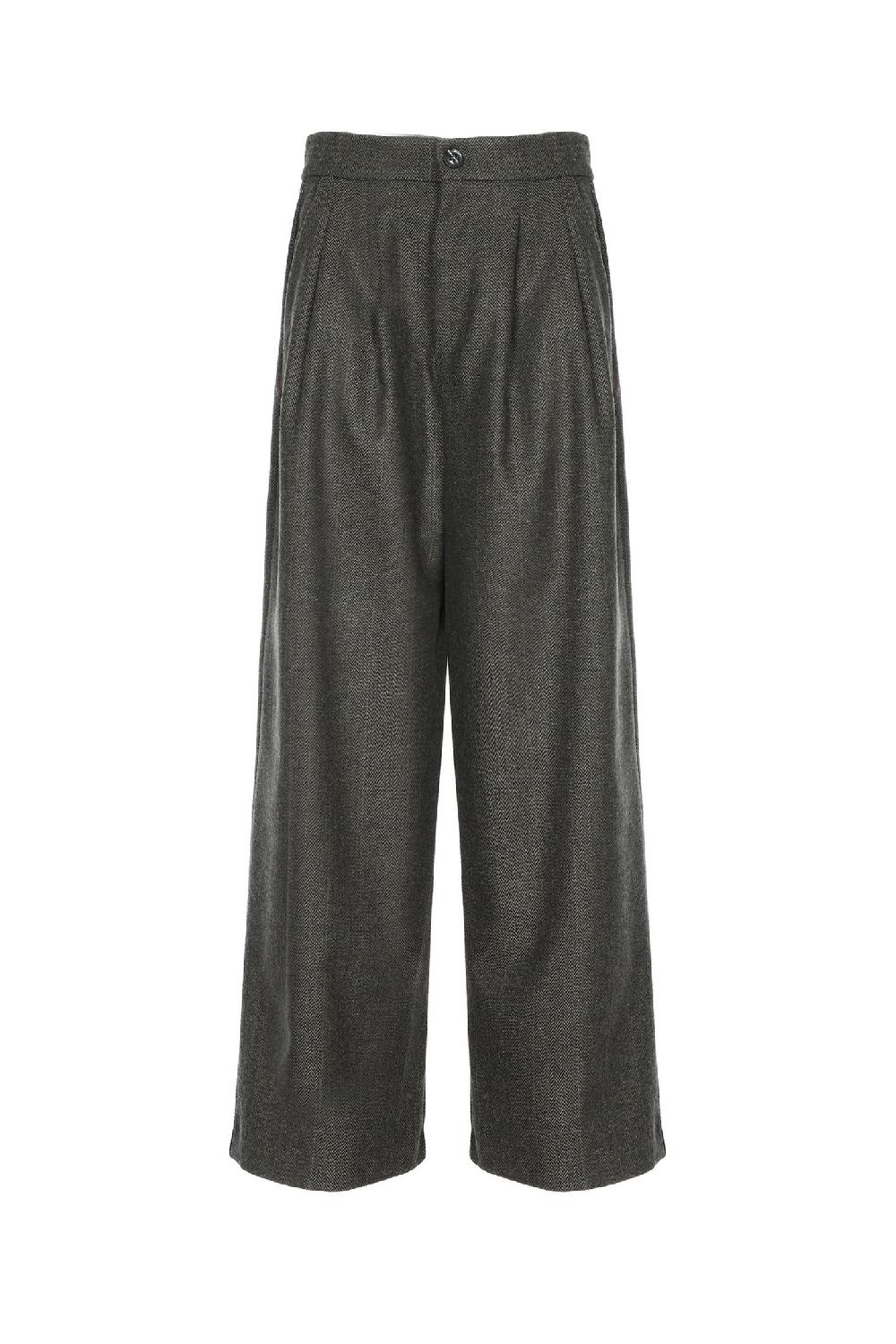 Soallure PANTALONE PALAZZO CON PENCES IN PANNO SPINATO Soddisfazione Garantita