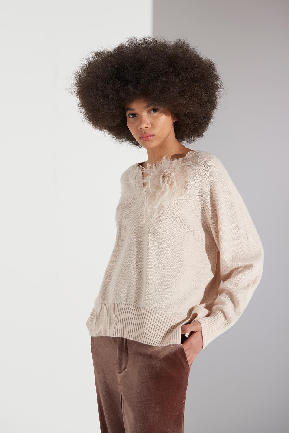 Soallure MAGLIA BOXY COLLO A V IN MISTO CASHMERE Shopping Online
