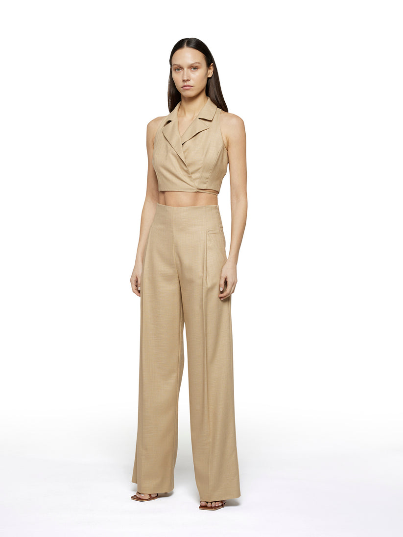 Space Simona Corsellini Pantalone ampio con tasche oblique in tramato luxury Shopping Online