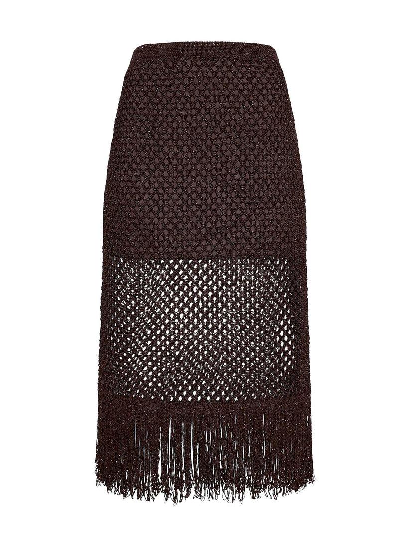 Space Simona Corsellini Gonna midi in lurex crochet e frangia