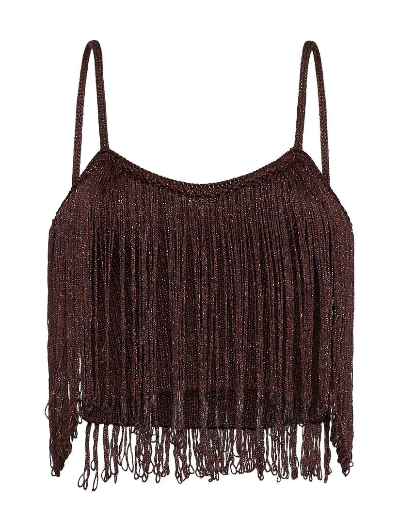 Space Simona Corsellini Top in crochet lurex con frange