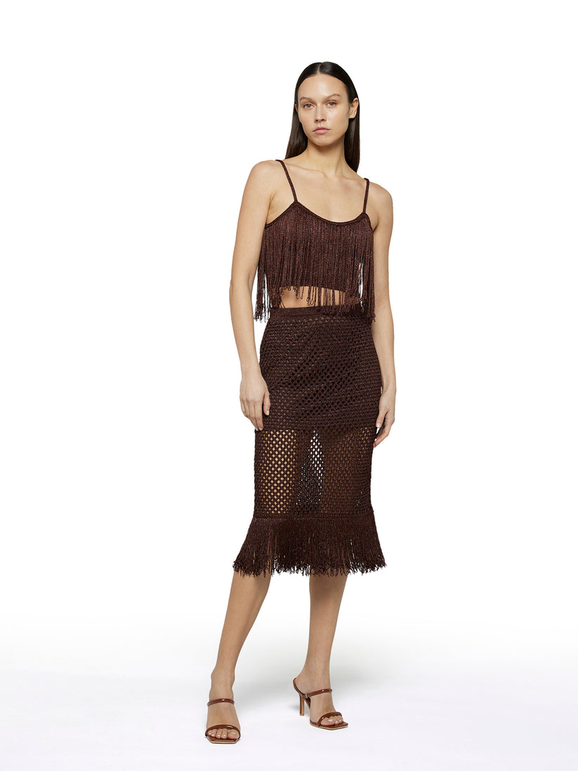 Space Simona Corsellini Top in crochet lurex con frange Vendite Flash