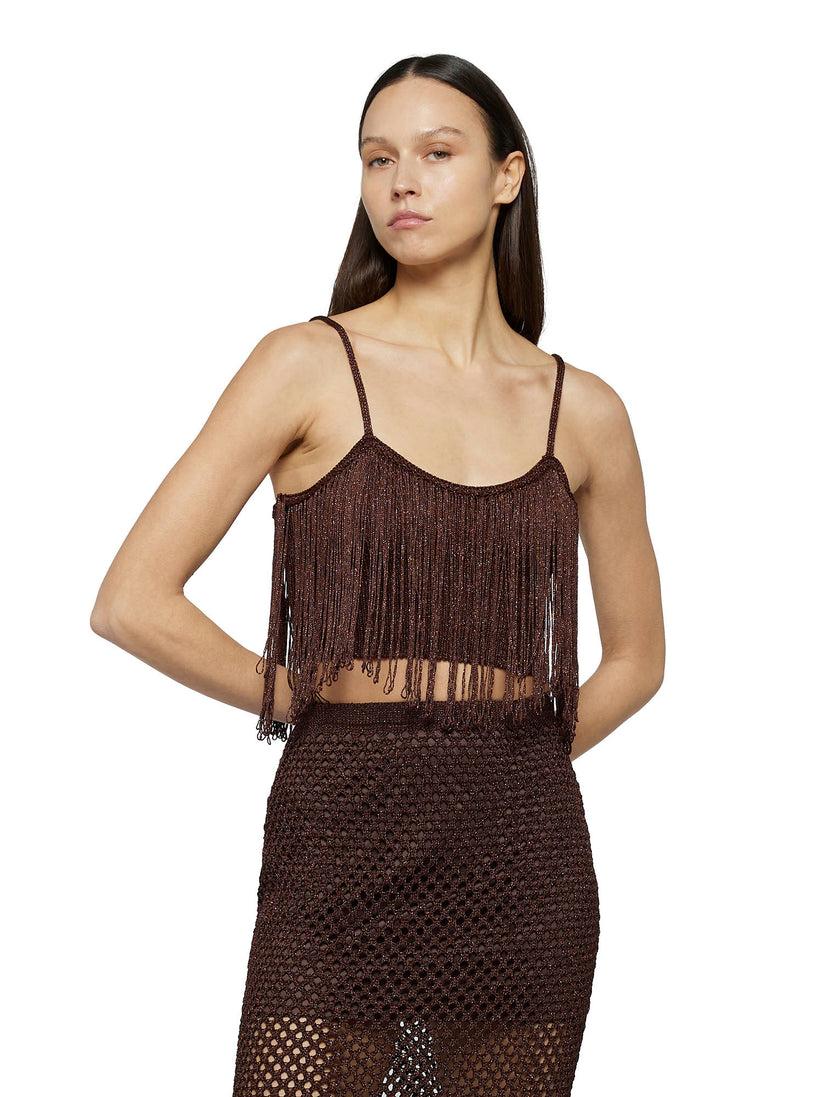 Space Simona Corsellini Top in crochet lurex con frange Vendite Flash