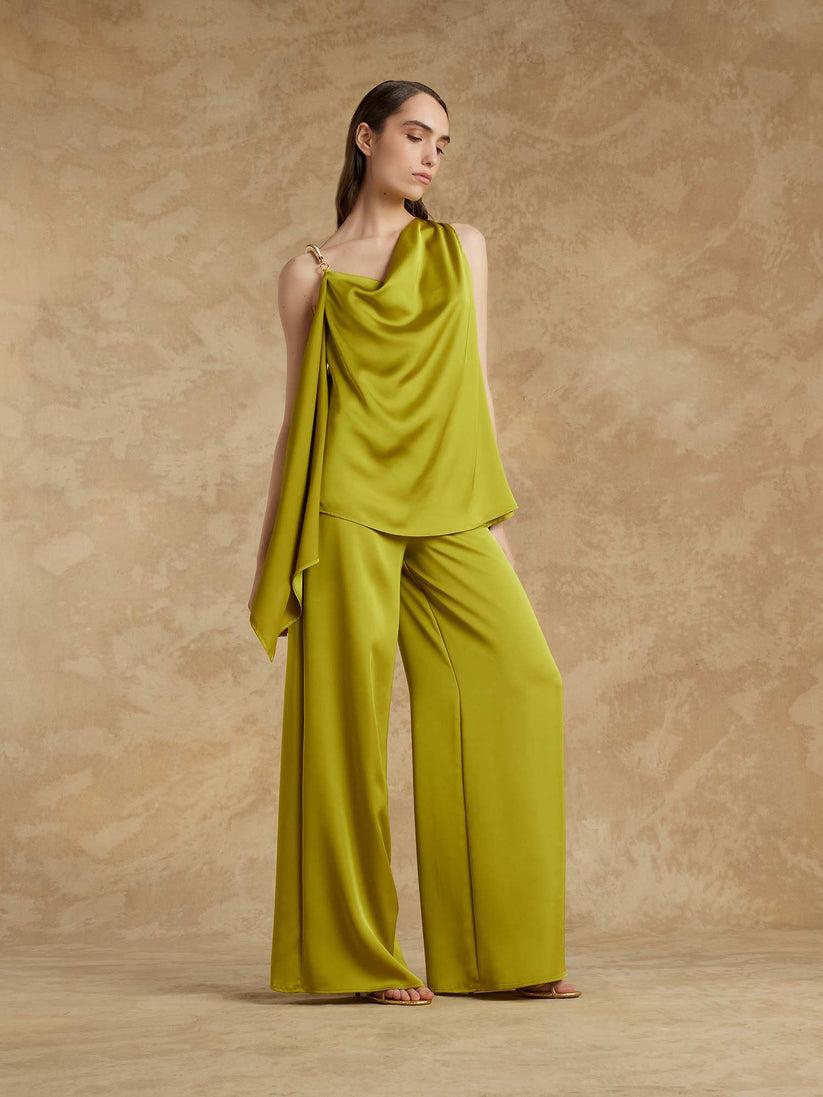 Space Simona Corsellini Pantalone palazzo in raso fluido Nuova