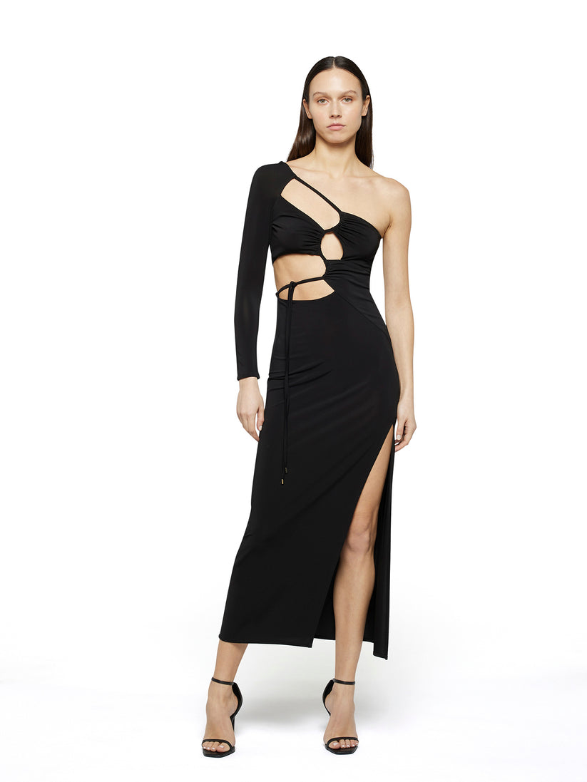 Space Simona Corsellini Abito midi cut-out monomanica in jersey Acquista Ora