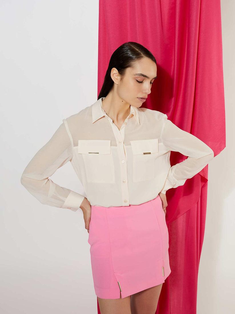Space Simona Corsellini Camicia see-through in acetato seta e georgette Offerta
