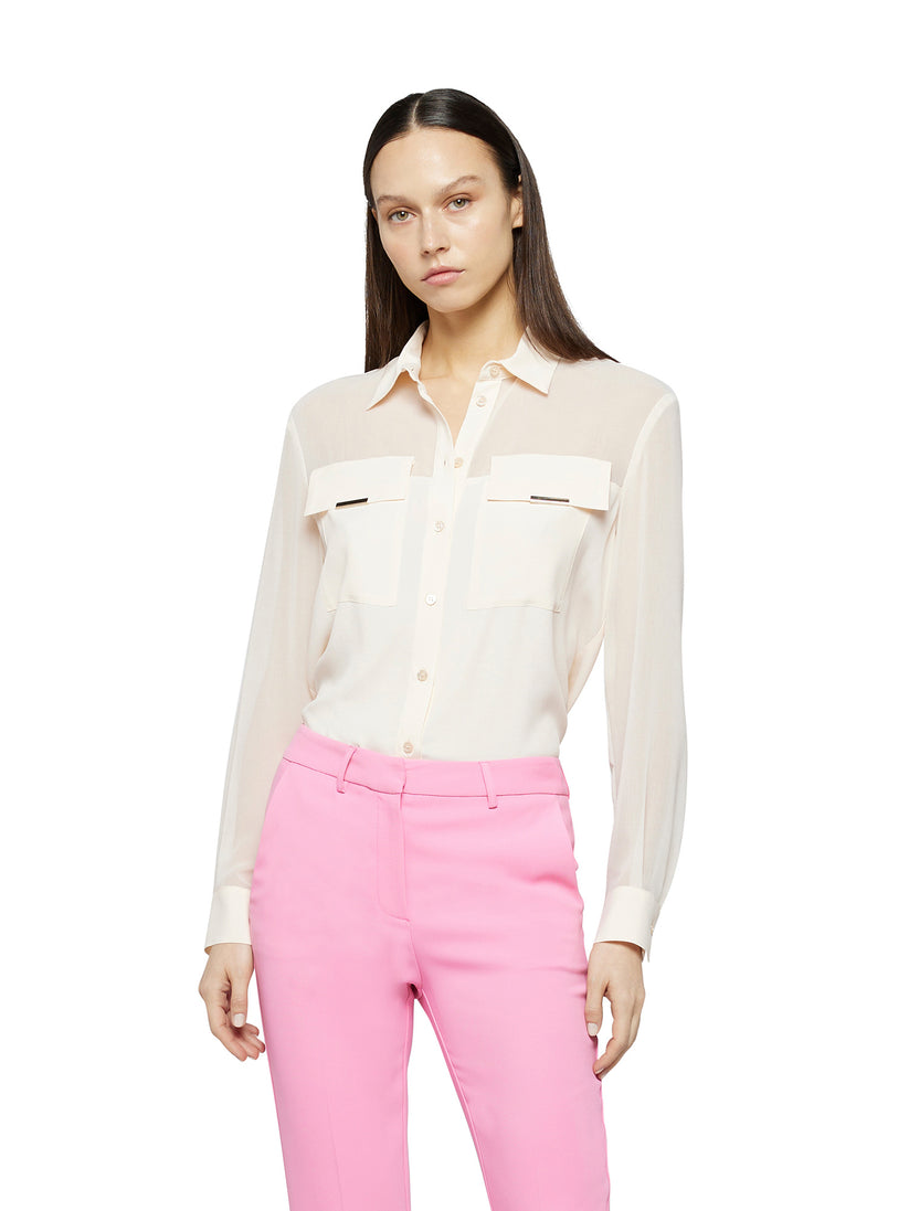 Space Simona Corsellini Camicia see-through in acetato seta e georgette Offerta