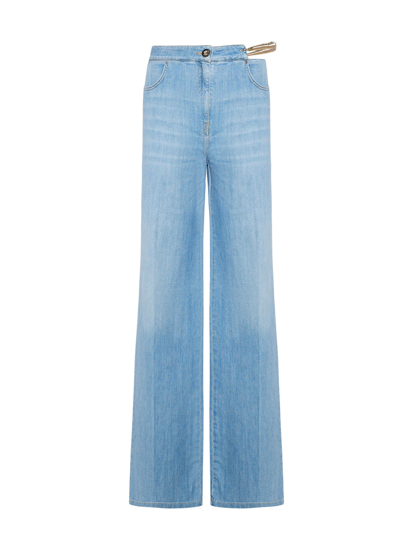 Space Simona Corsellini Denim largo in tela comfort meccanico