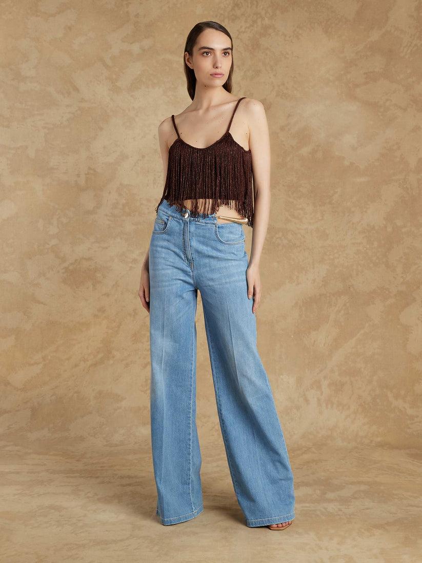 Space Simona Corsellini Denim largo in tela comfort meccanico Saldi Di Fabbrica