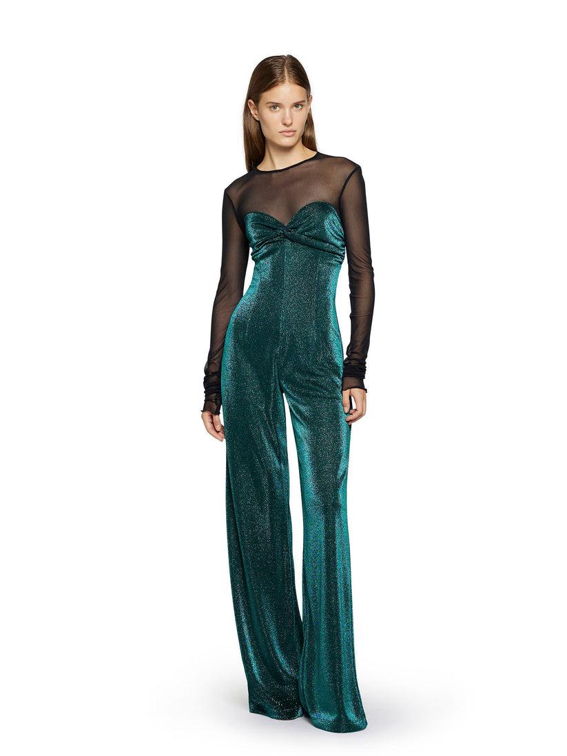 Space Simona Corsellini Tuta in jersey lurex con inserto in tulle Nuovo