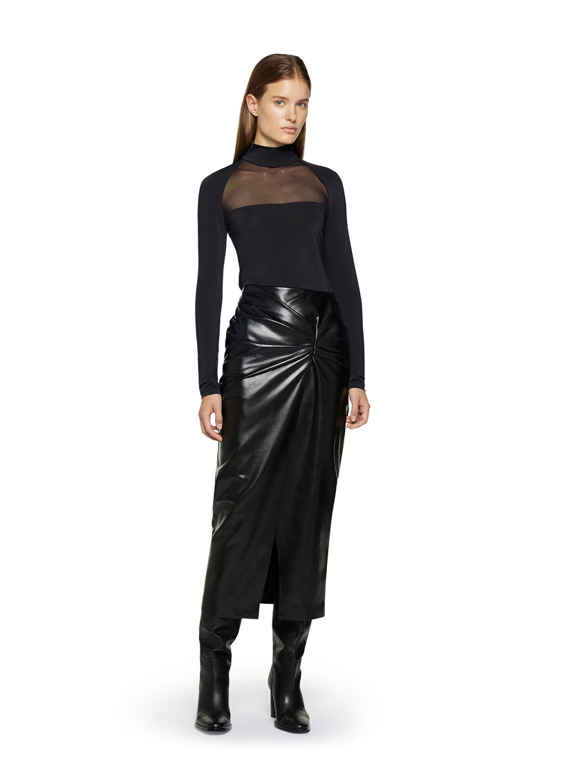 Space Simona Corsellini Gonna in vegan leather con nodo in vita In Vendita