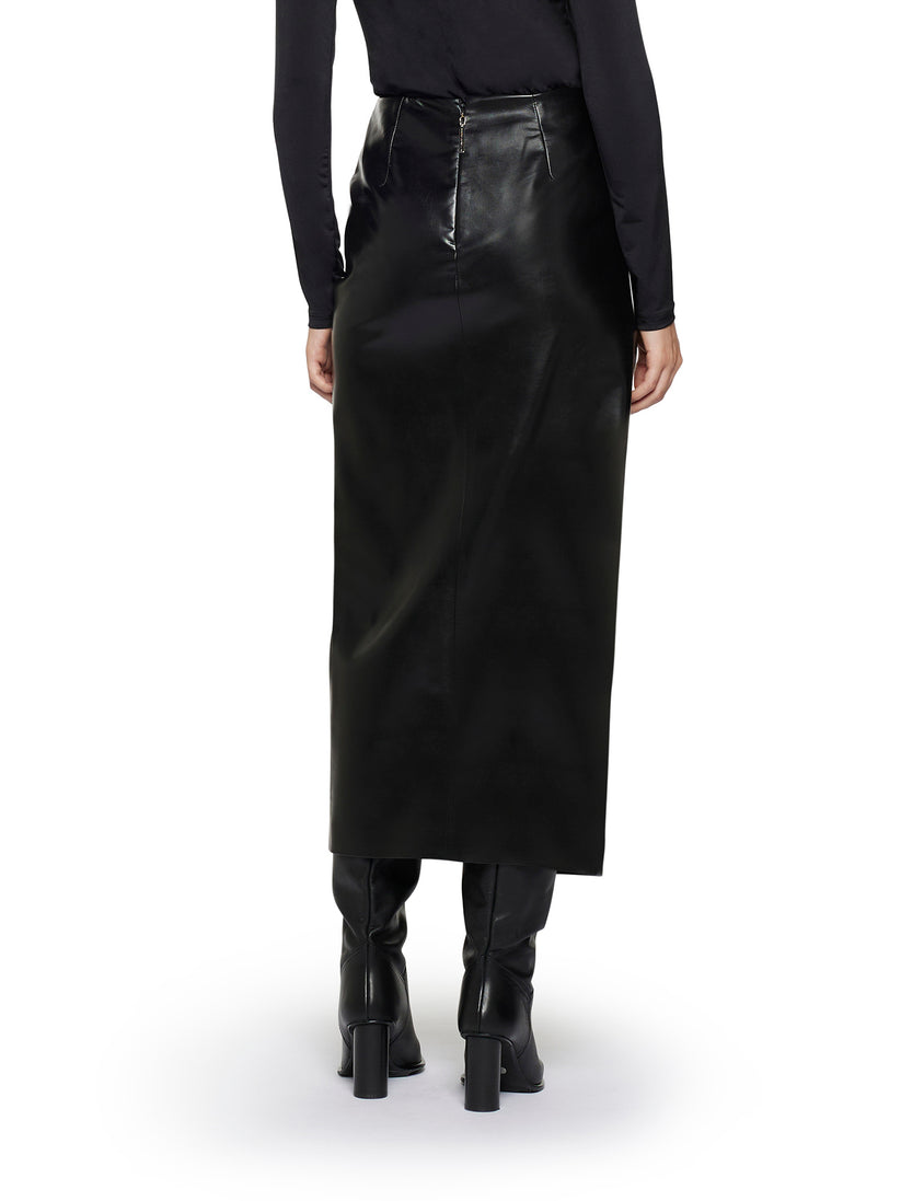 Space Simona Corsellini Gonna in vegan leather con nodo in vita In Vendita