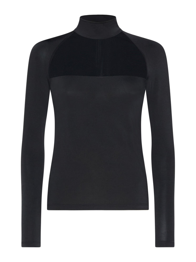 Space Simona Corsellini Maglia a collo alto in jersey e inserto in tulle Hotsell