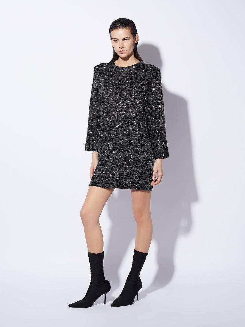 Space Simona Corsellini Abito in paillettes con over dietro Saldi Di Fabbrica